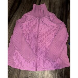 Croft & Barrow Womens Sweater Jacket 2x  Knit Quilted Full Zip Mock Neck